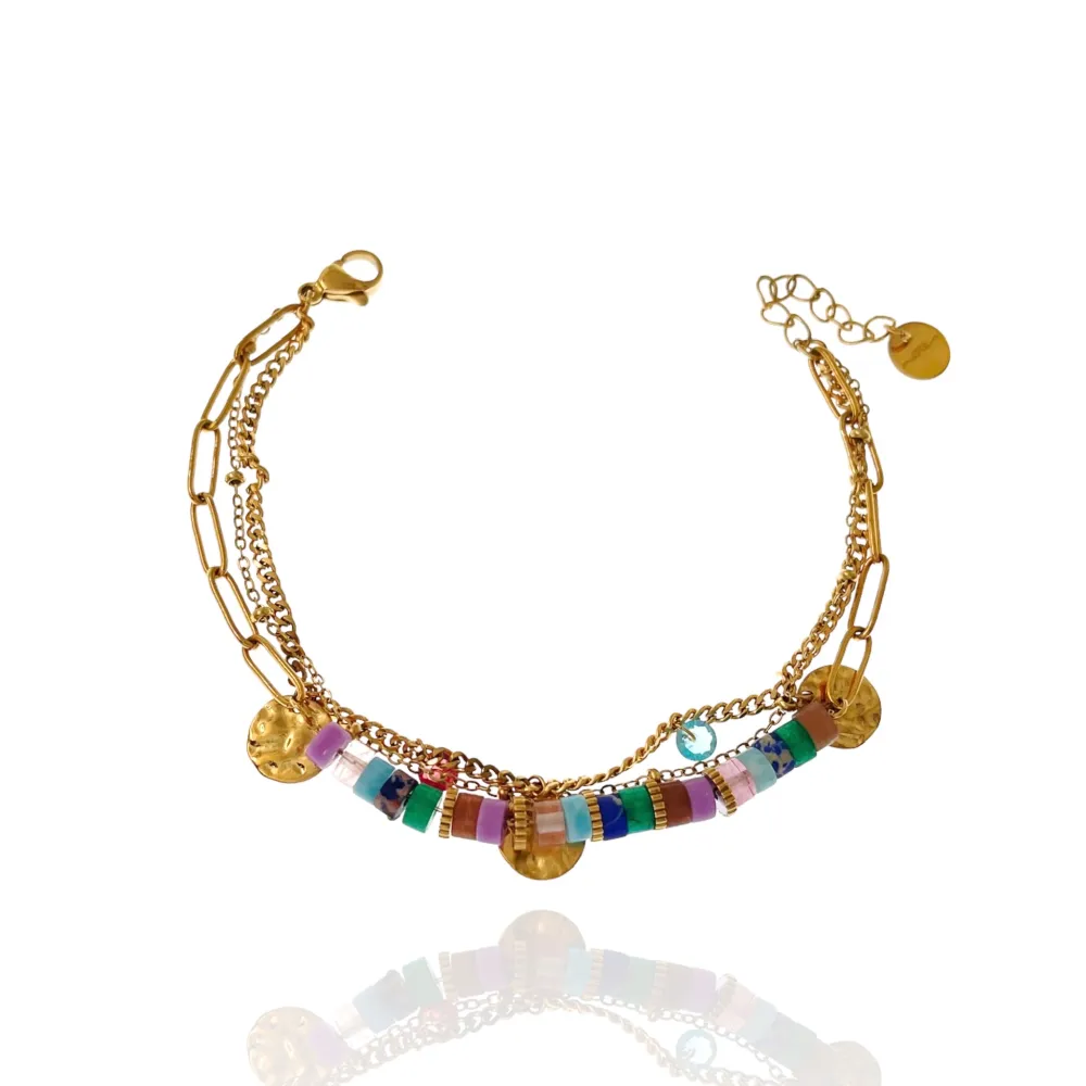 Multifili con Perline-Bracciale in Acciaio con Chiusura - BAC-103-AA1721B