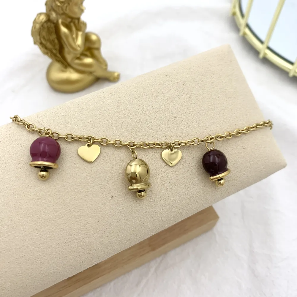 Campanello Smaltato-Bracciale in Acciaio con Chiusura - BAC-103-AA2076B