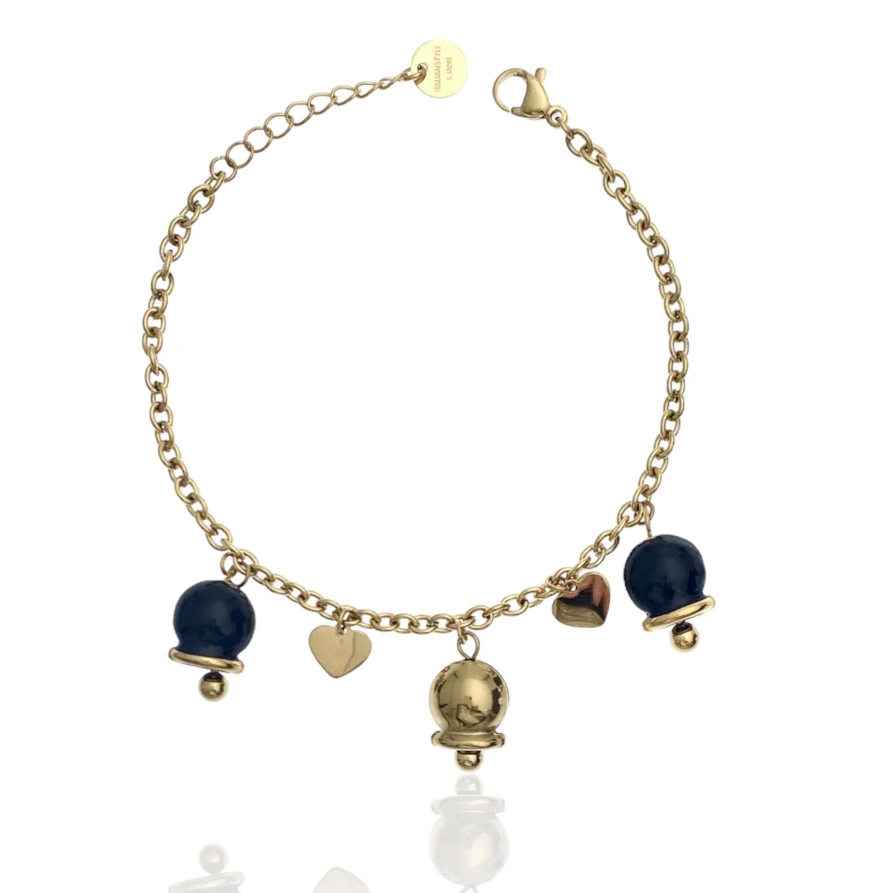 Campanello Smaltato-Bracciale in Acciaio con Chiusura - BAC-103-AA2076B