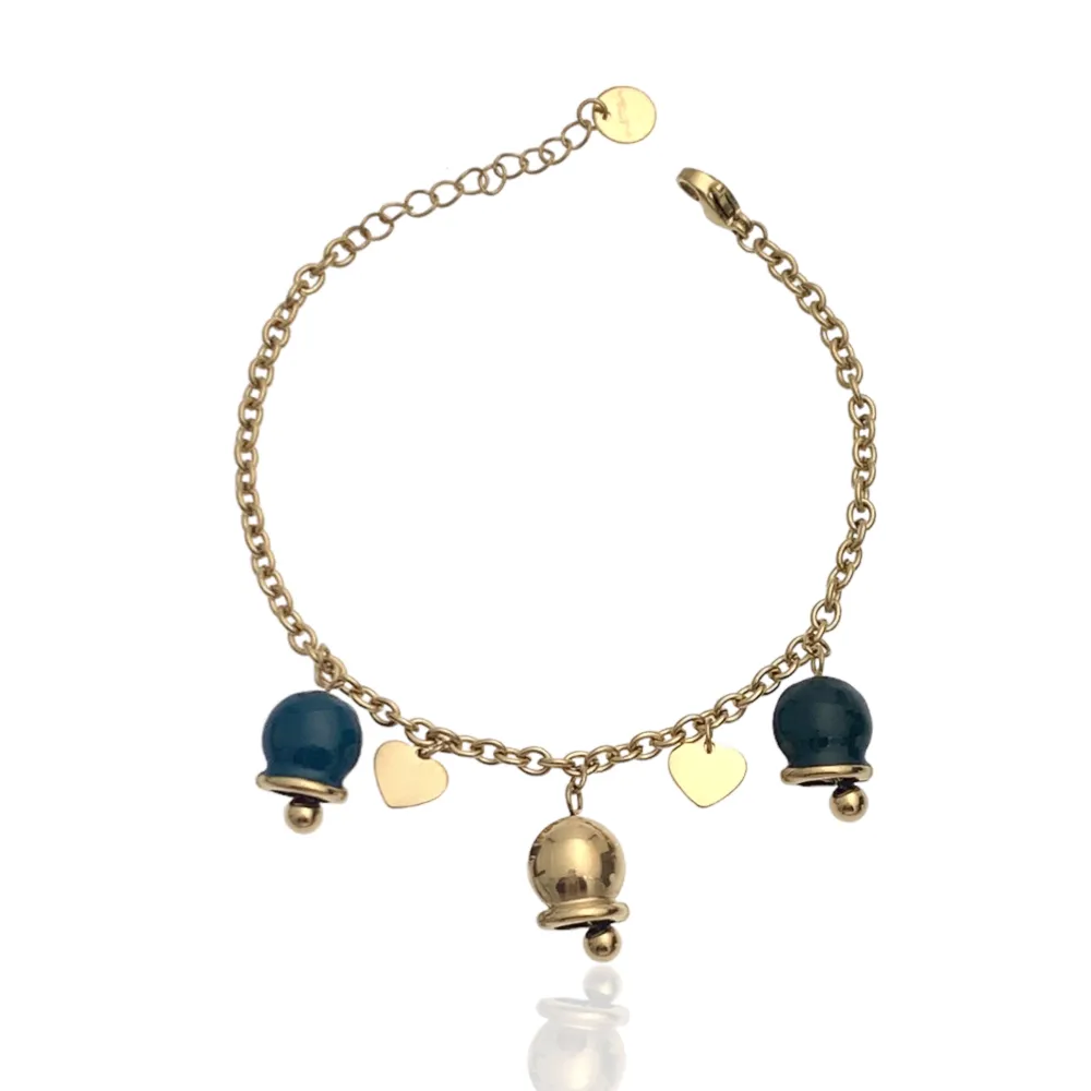 Campanello Smaltato-Bracciale in Acciaio con Chiusura - BAC-103-AA2076B