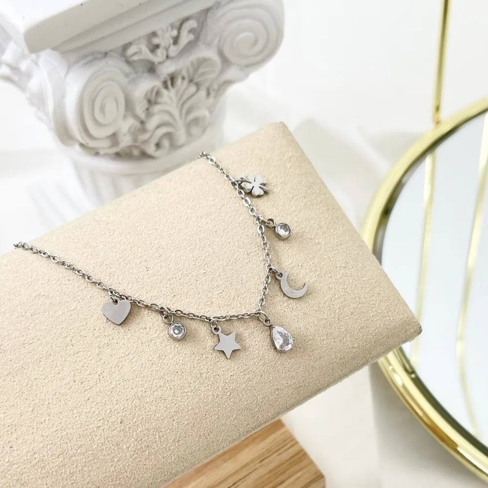 Stella Luna Goccia-Bracciale in Acciaio con Chiusura - BAC-103-AA2423B