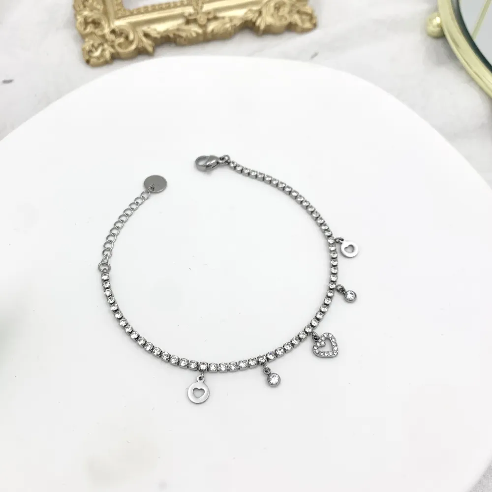 Tennis con Cuore Vuoto-Bracciale in Acciaio - BAC-103-AA2523B Cuore Vuoto