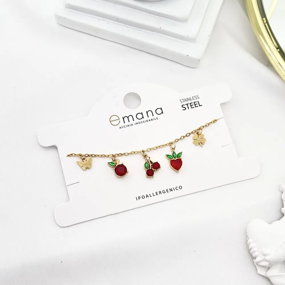 Frutta Ciliegia-Bracciale in Acciaio con Chiusura - BAC-103-AA2761B