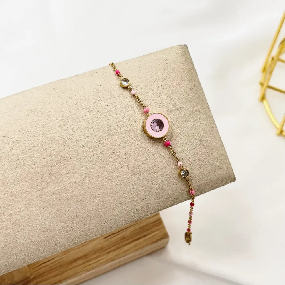 Punto Luce Colorato Smaltato-Bracciale in Acciaio - BAC-103-AA3421B