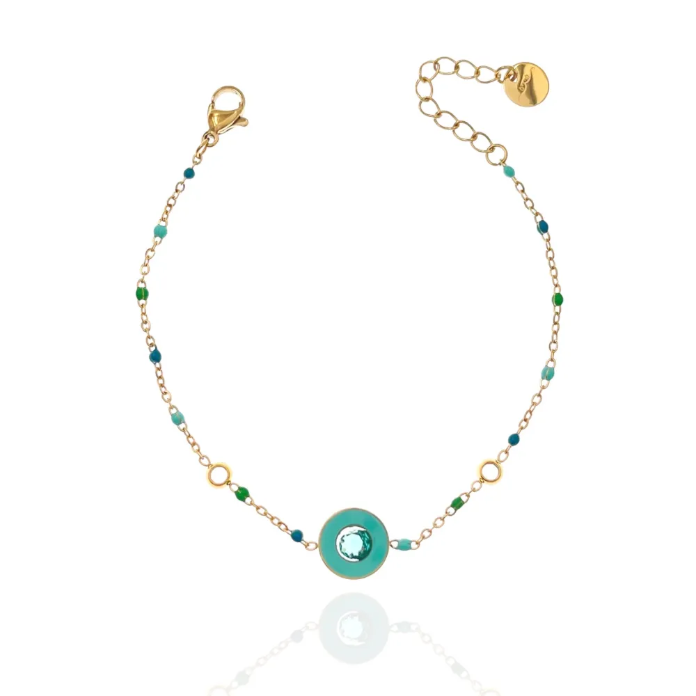 Punto Luce Colorato Smaltato-Bracciale in Acciaio - BAC-103-AA3421B