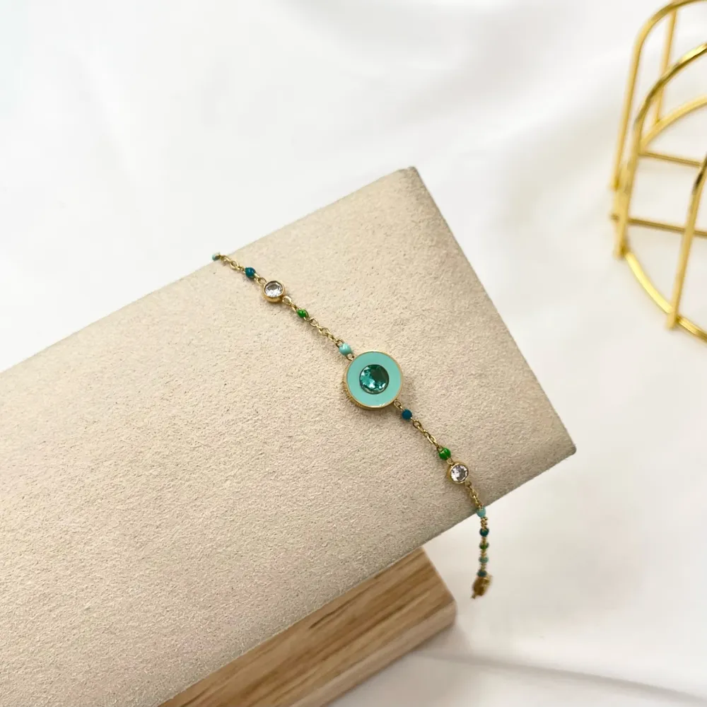 Punto Luce Colorato Smaltato-Bracciale in Acciaio - BAC-103-AA3421B