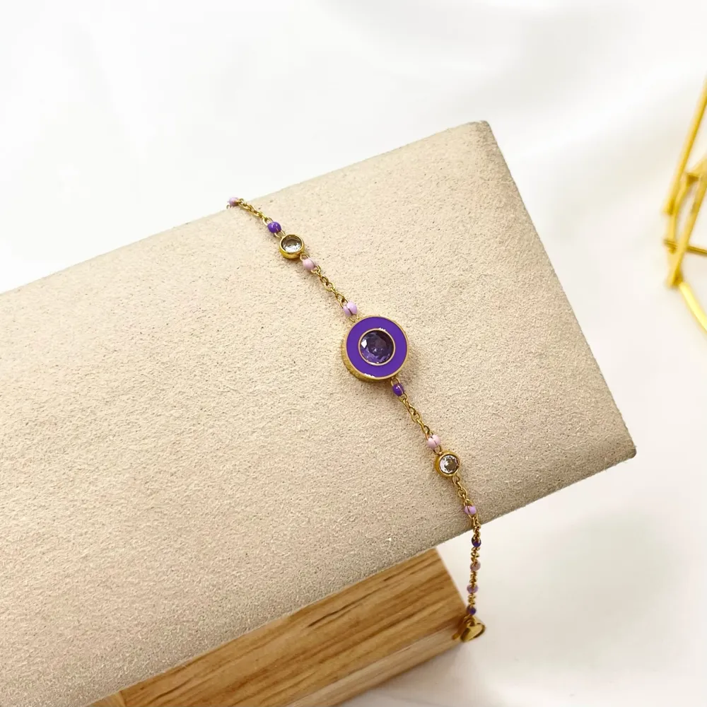 Punto Luce Colorato Smaltato-Bracciale in Acciaio - BAC-103-AA3421B