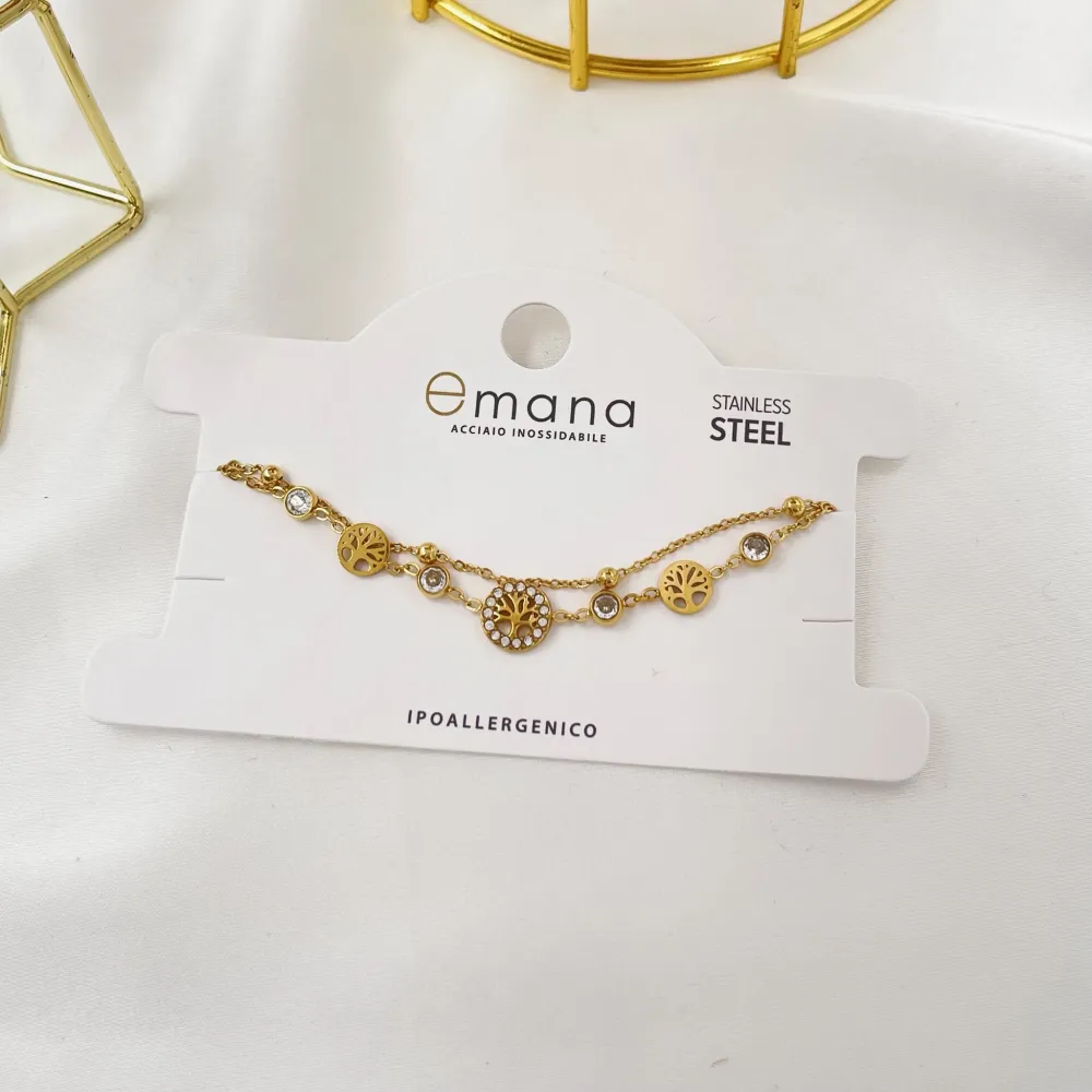 Doppio con Albero della Vita-Bracciale in Acciaio - BAC-103-AA3463B