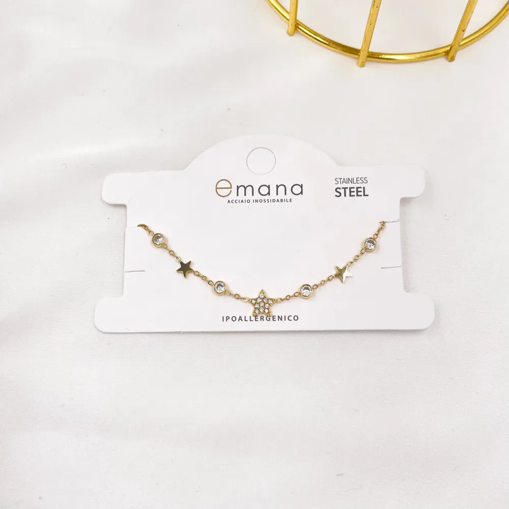 Stella con Punto Luce-Bracciale in Acciaio - BAC-103-AA3479B