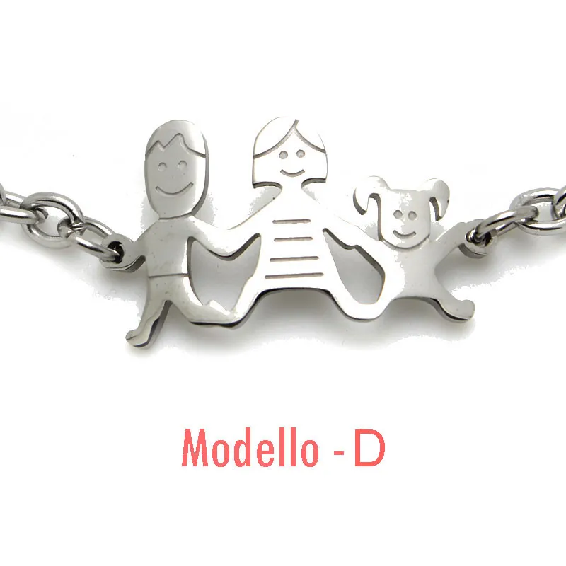 BAC1110-Bracciale Happy Family - Bracciale in Acciaio - BAC1110-Bracciale Happy Family - Bracciale in Acciaio