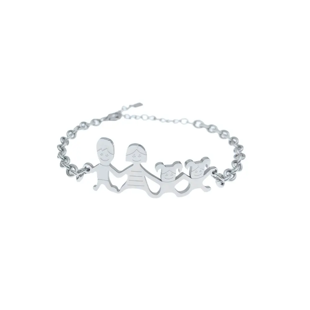 BAC1110-Bracciale Happy Family - Bracciale in Acciaio - BAC1110-Bracciale Happy Family - Bracciale in Acciaio