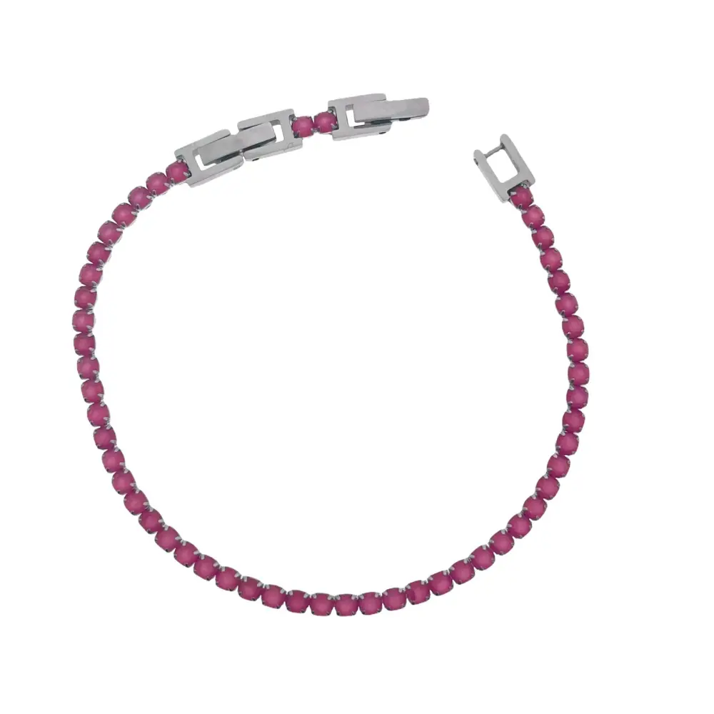 Tenni Acciaio Strass 3mm-Bracciale in Acciaio con Chiusura - BAC-413-040-3mm