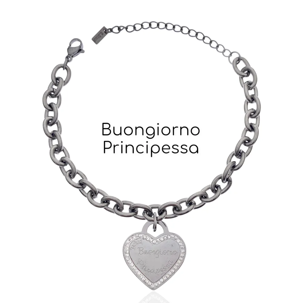 Buongiorno Principessa-Bracciale con Scritte in Acciaio - BAC-413-1021