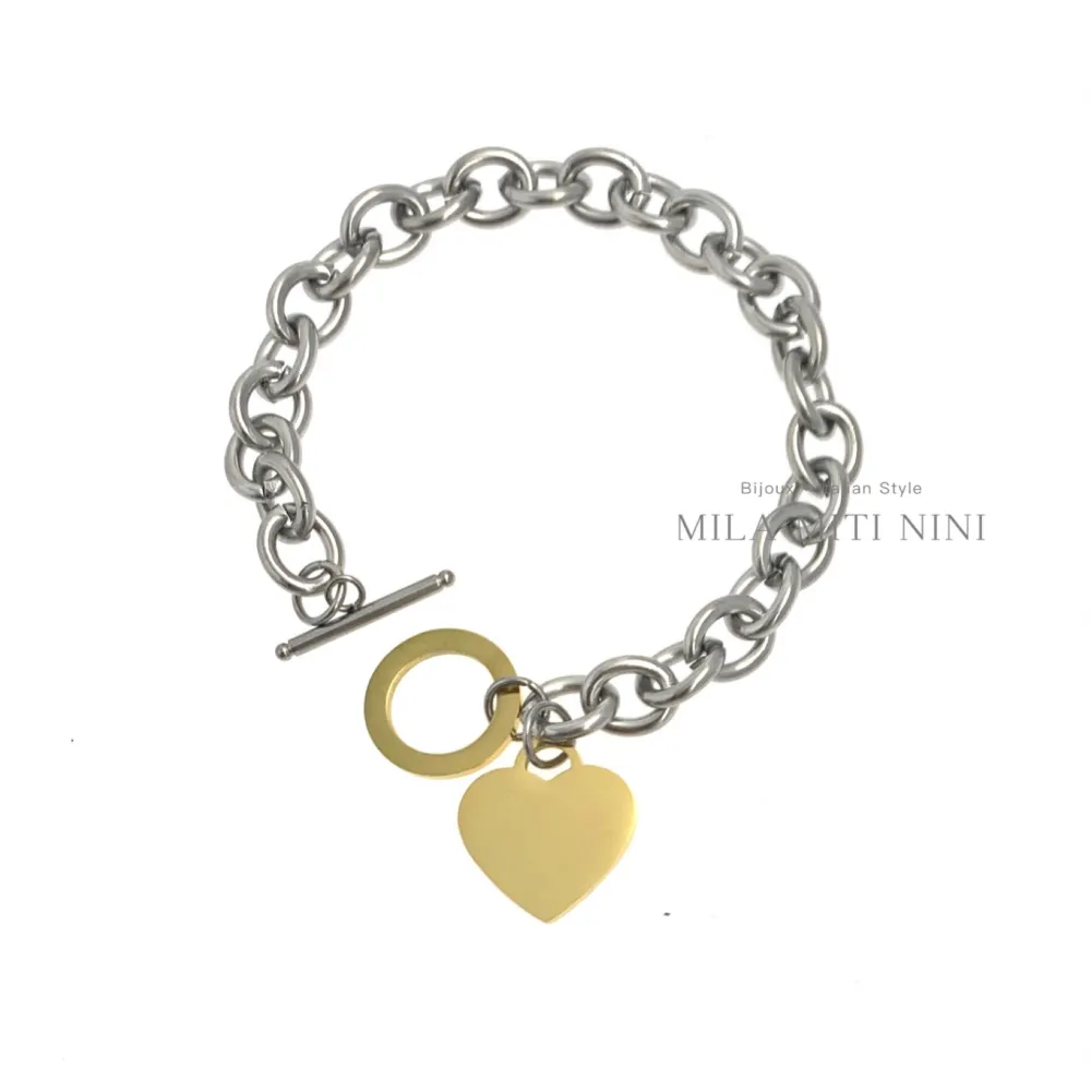 Cuore Liscio 18mm-Bracciale in Acciaio con Chiusura - BAC-413-1203