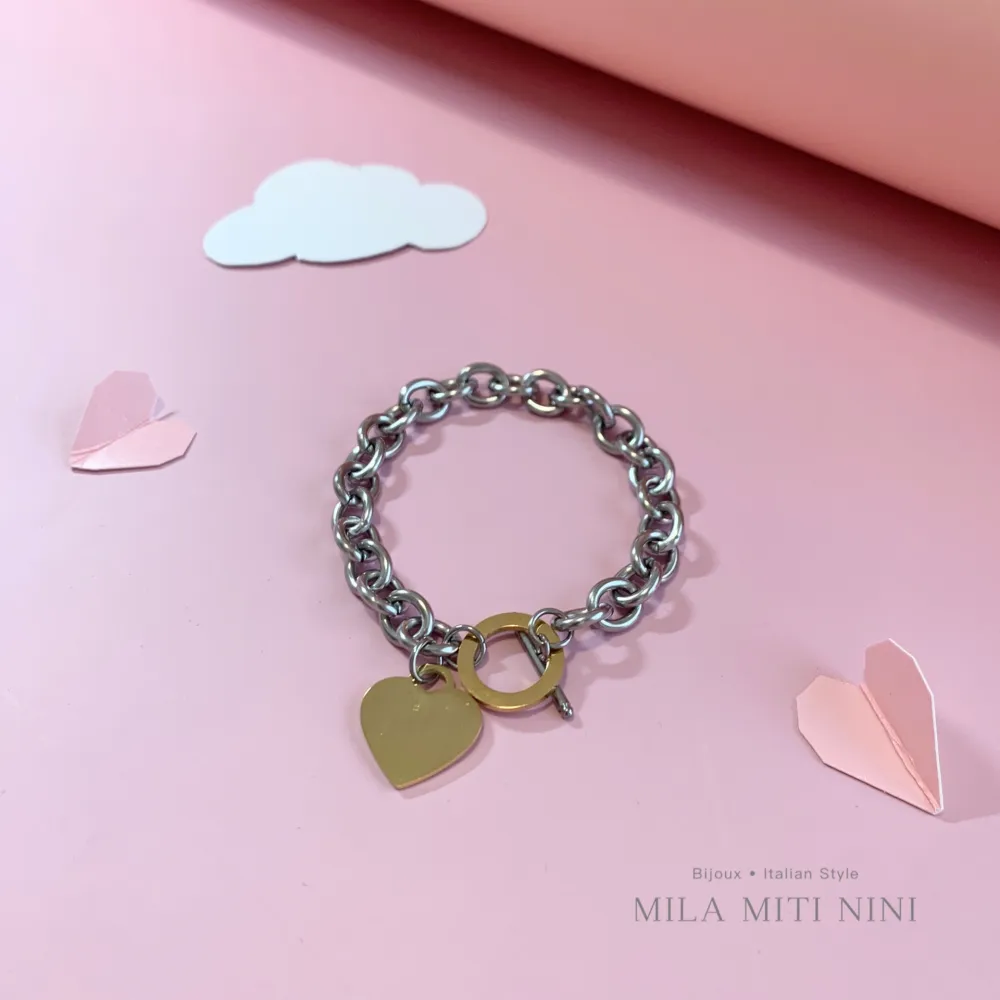 Cuore Liscio 18mm-Bracciale in Acciaio con Chiusura - BAC-413-1203