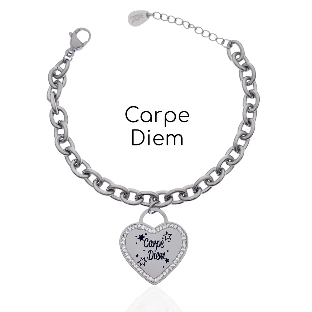Carpe Diem-Bracciale con Scritte in Acciaio - BAC-413-1831