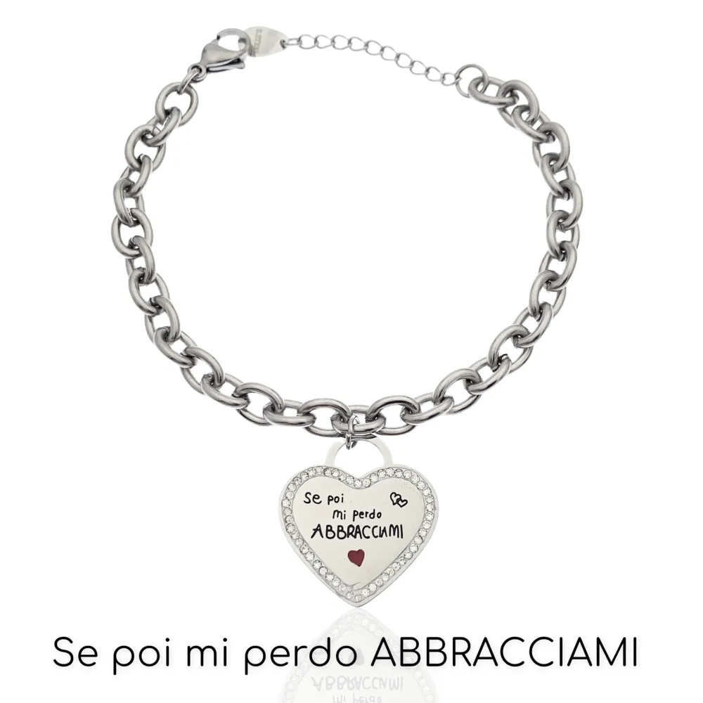 Se poi mi perdo Abbracciami-Bracciale con Scritte in Acciaio - BAC-413-1835