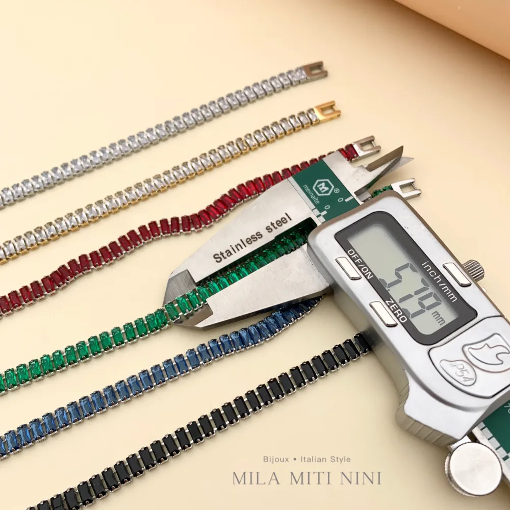 Tennis Rettangolare-Bracciale in Acciaio con Chiusura - BAC-600-B144A