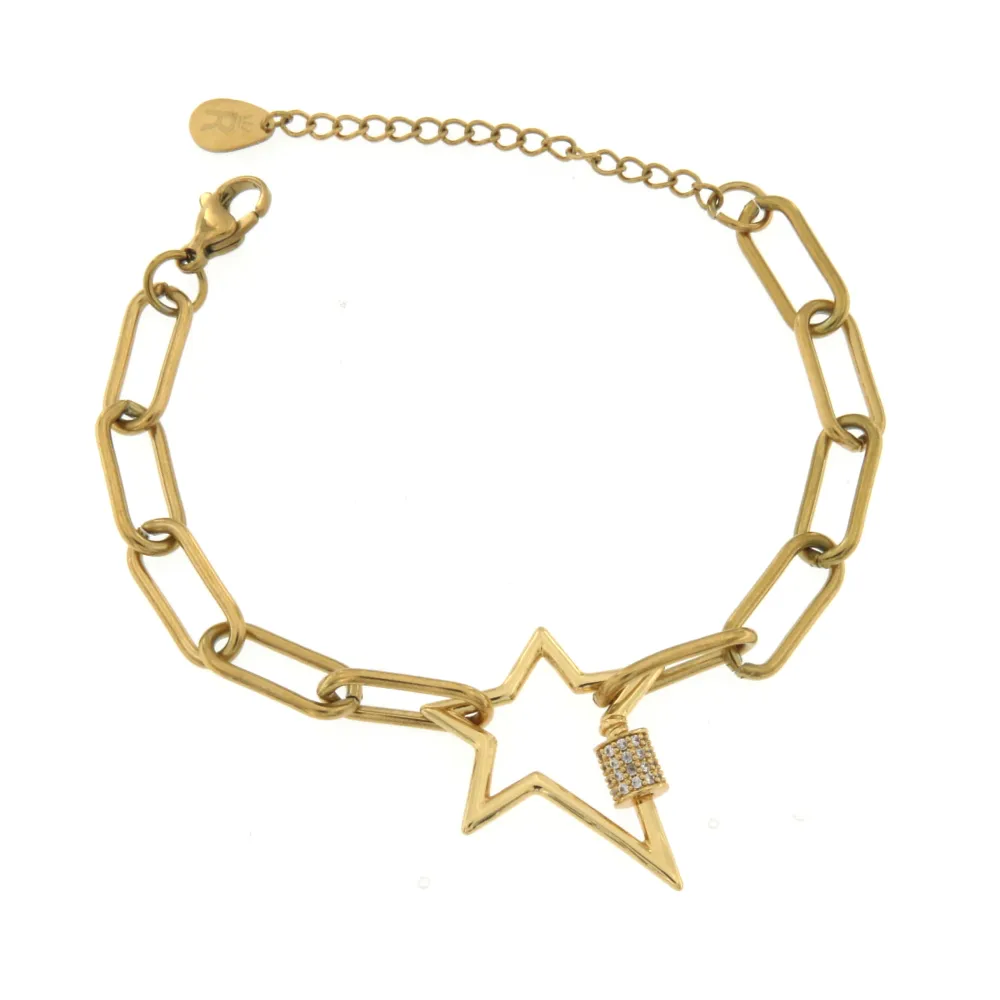 BAC7065-Stella Zirconia-Bracciale in Acciaio - BAC7065-Stella Zirconia-Bracciale in Acciaio