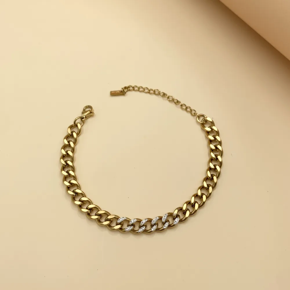 BAC7466-Groumette con Strass -Bracciale in Acciaio - BAC7466-Groumette con Strass -Bracciale in Acciaio