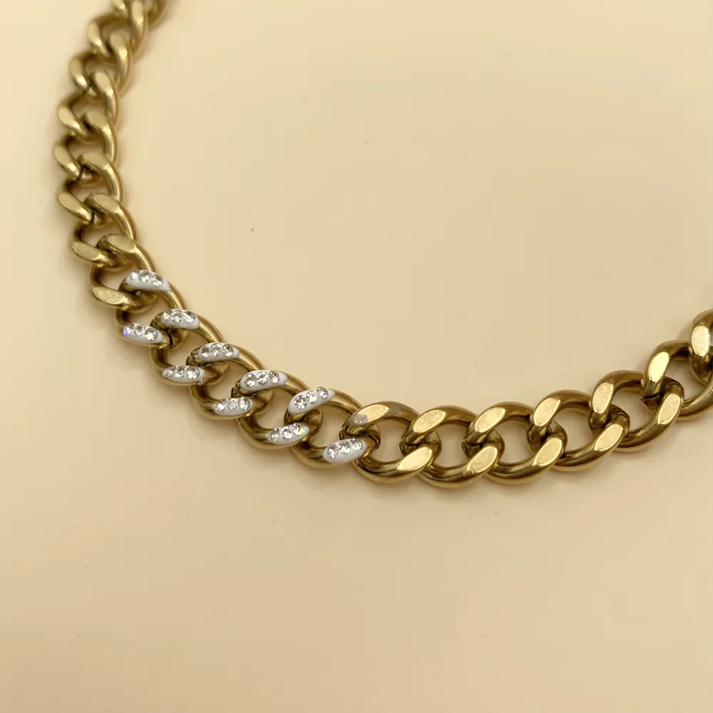 BAC7466-Groumette con Strass -Bracciale in Acciaio - BAC7466-Groumette con Strass -Bracciale in Acciaio