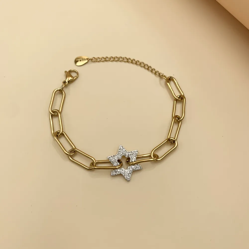 BAC7470-Catena con Stella-Bracciale in Acciaio - BAC7470-Catena con Stella-Bracciale in Acciaio