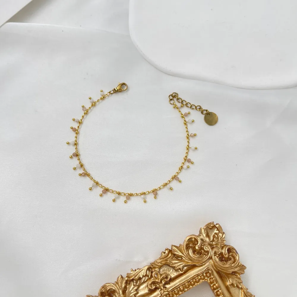 Catena con Cristallini Colorati -12pz Braccialei in Acciaio con Chiusura - BAC-765-45M