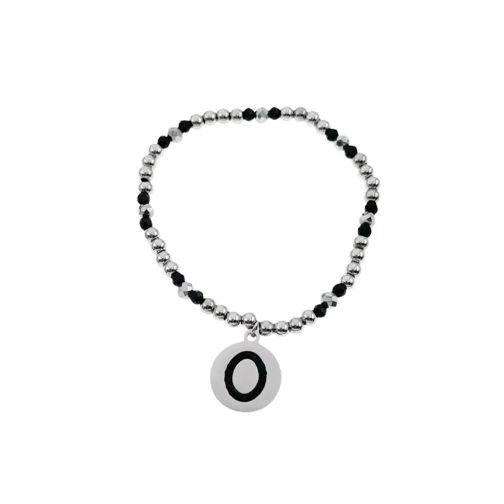 BAE2909-Iniziale con Strass - Bracciale Elastico in Acciaio - BAE2909-Iniziale con Strass - Bracciale Elastico in Acciaio