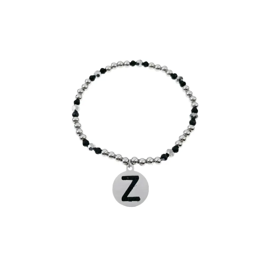 BAE2909-Iniziale con Strass - Bracciale Elastico in Acciaio - BAE2909-Iniziale con Strass - Bracciale Elastico in Acciaio