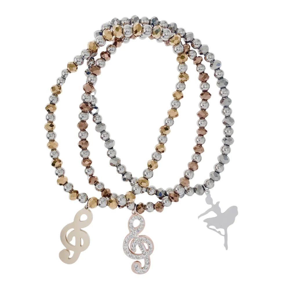 Nota Musicale Ballerina-Bracciali Tris Elastici in Acciaio - BAE-413-0410