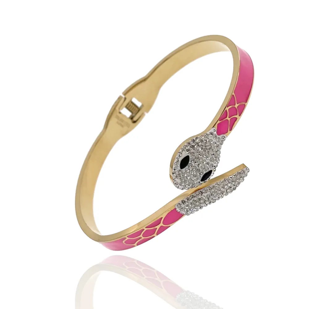 Serpente Smaltato-Bracciale Rigido in Acciaio - BAR-413-2254