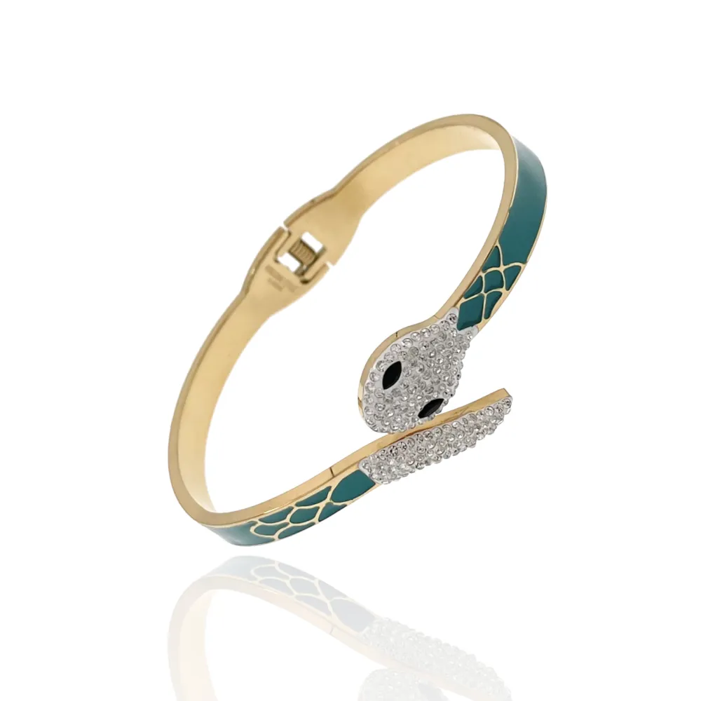 Serpente Smaltato-Bracciale Rigido in Acciaio - BAR-413-2254