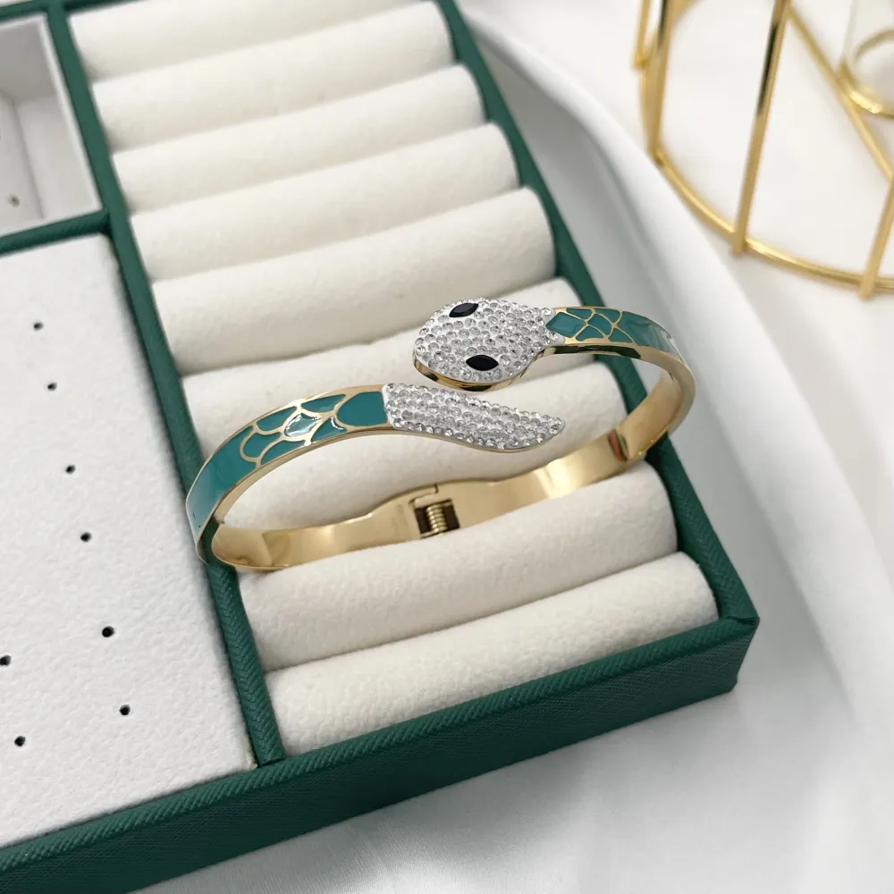 Serpente Smaltato-Bracciale Rigido in Acciaio - BAR-413-2254