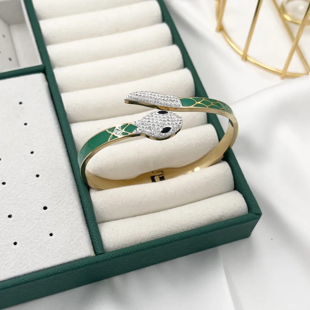 Serpente Smaltato-Bracciale Rigido in Acciaio - BAR-413-2254