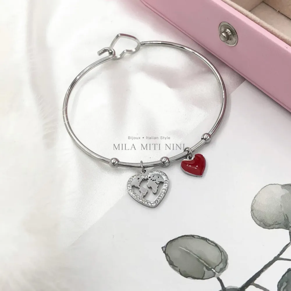 Pendenti Mix con Strass-12pz Bracciali Rigidi in Acciaio - BAR413-418