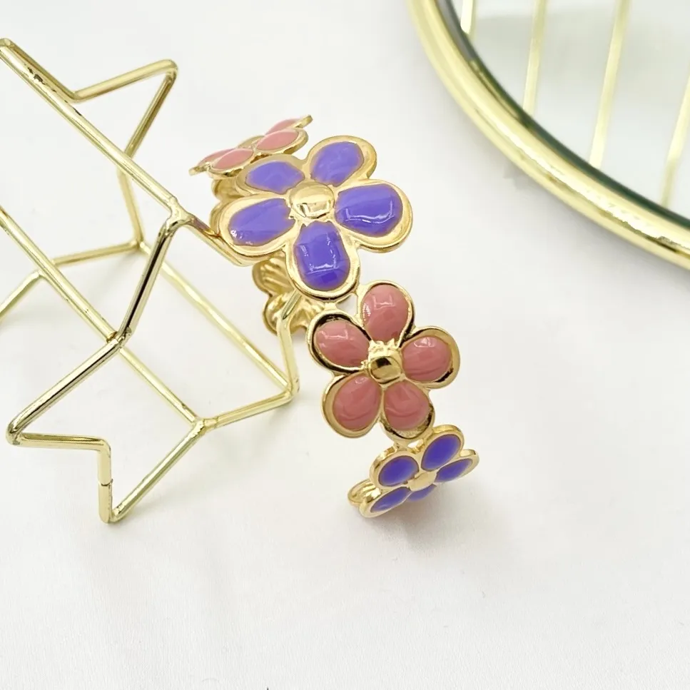 Fiore Smaltato-Bracciale Rigido in Acciaio - BAR-732-62