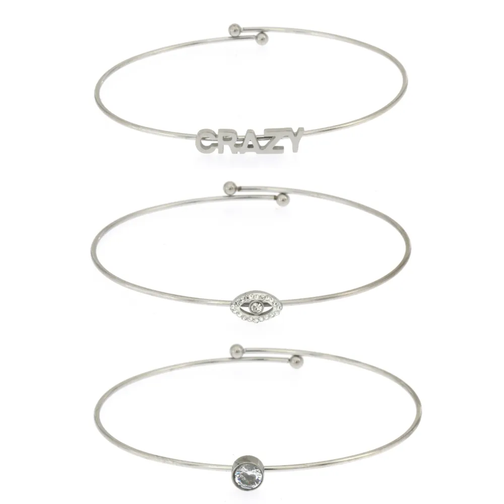 BAR-Set 3pz Bracciali 5409 - Bracciali Rigidi in Acciaio - BAR-Set 3pz Bracciali 5409 - Bracciali Rigidi in Acciaio