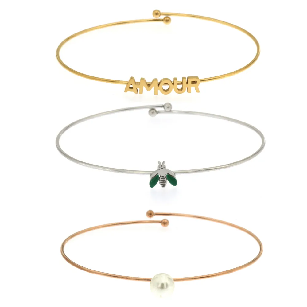 BAR-Set 3pz Bracciali 5409 - Bracciali Rigidi in Acciaio - BAR-Set 3pz Bracciali 5409 - Bracciali Rigidi in Acciaio