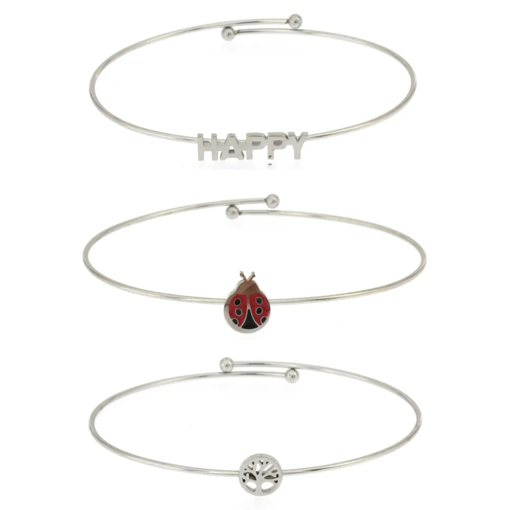 BAR-Set 3pz Bracciali 5409 - Bracciali Rigidi in Acciaio - BAR-Set 3pz Bracciali 5409 - Bracciali Rigidi in Acciaio