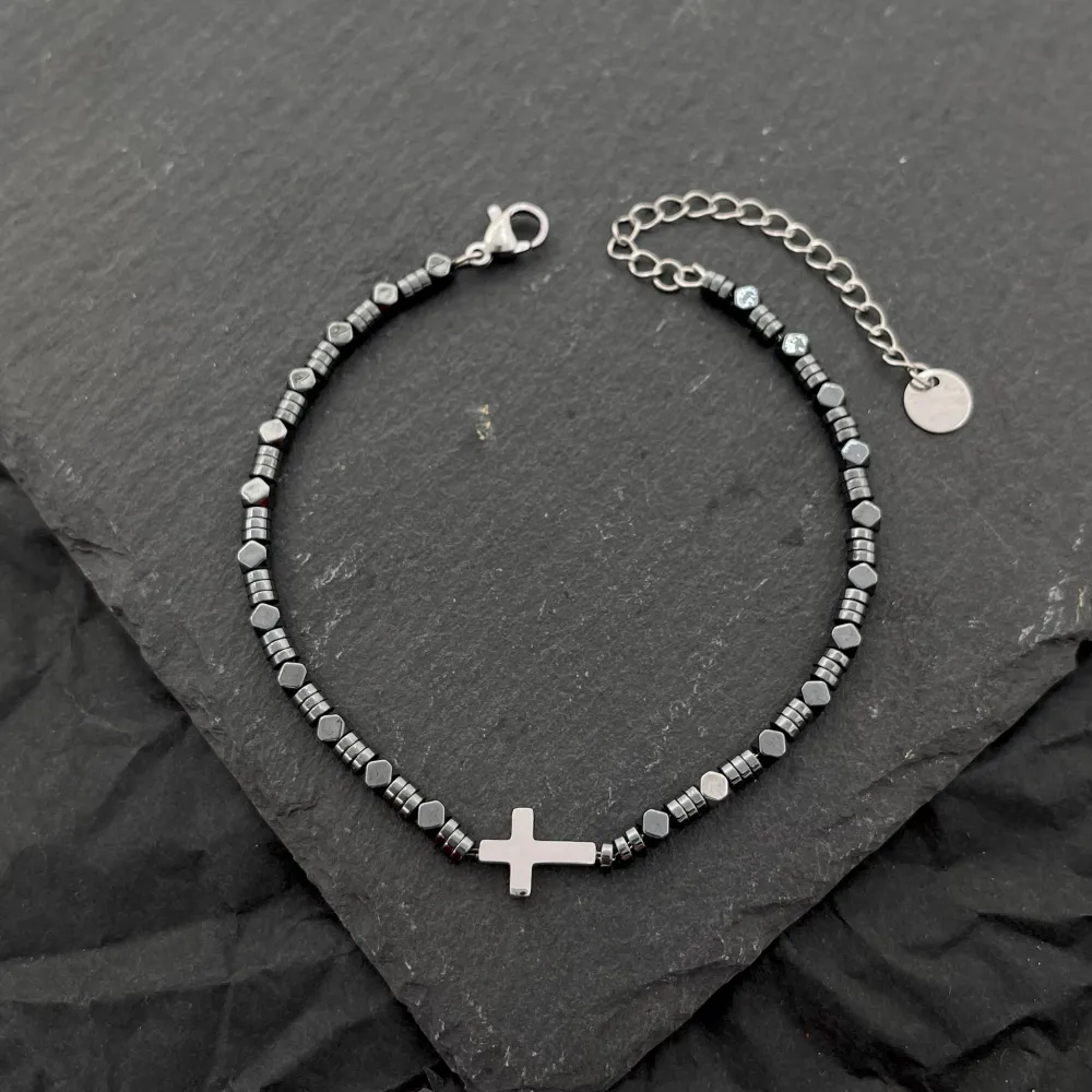 Croce 4mm-Bracciale in Acciaio da Uomo - BAU-103-AA2518B Croce 4mm