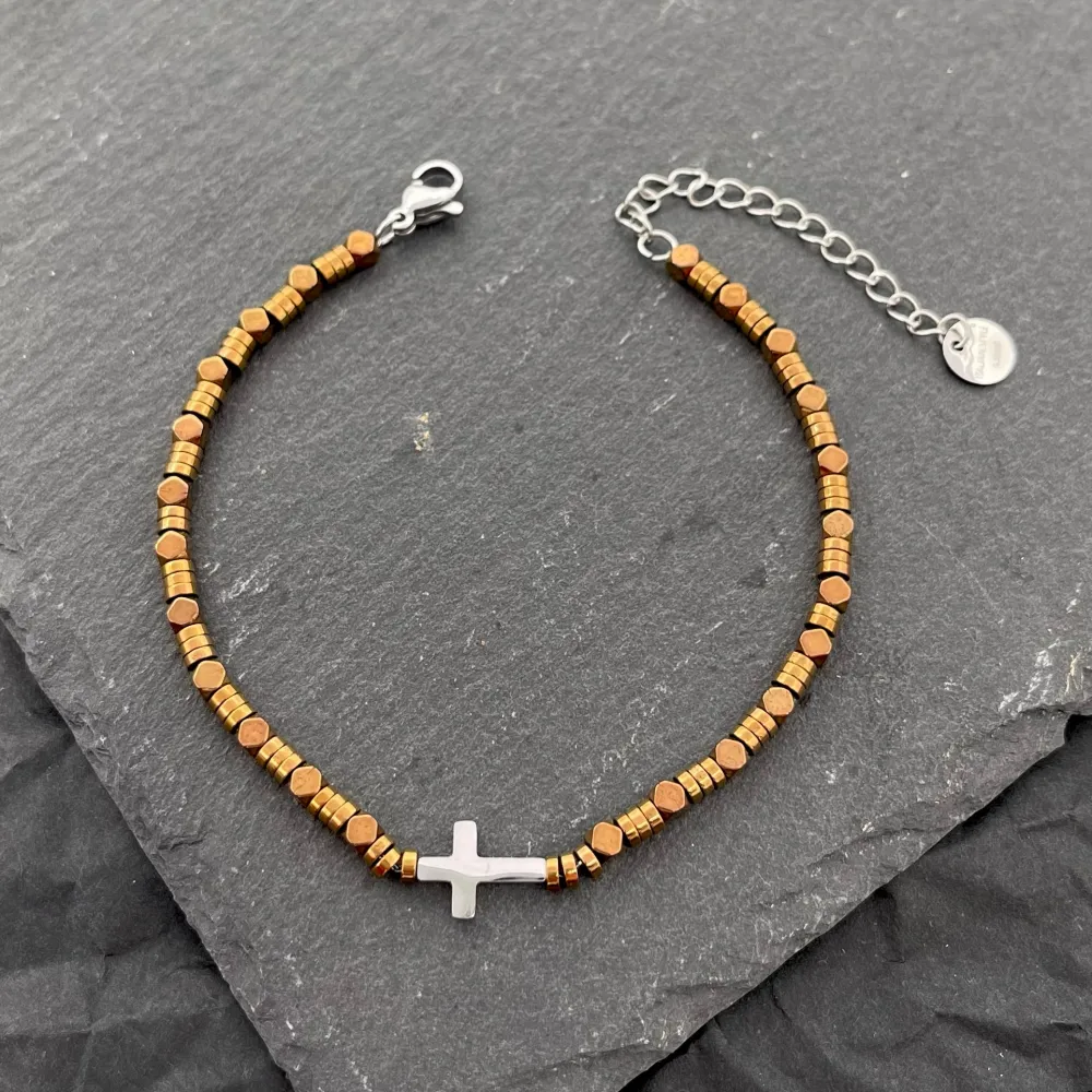 Croce 4mm-Bracciale in Acciaio da Uomo - BAU-103-AA2518B Croce 4mm