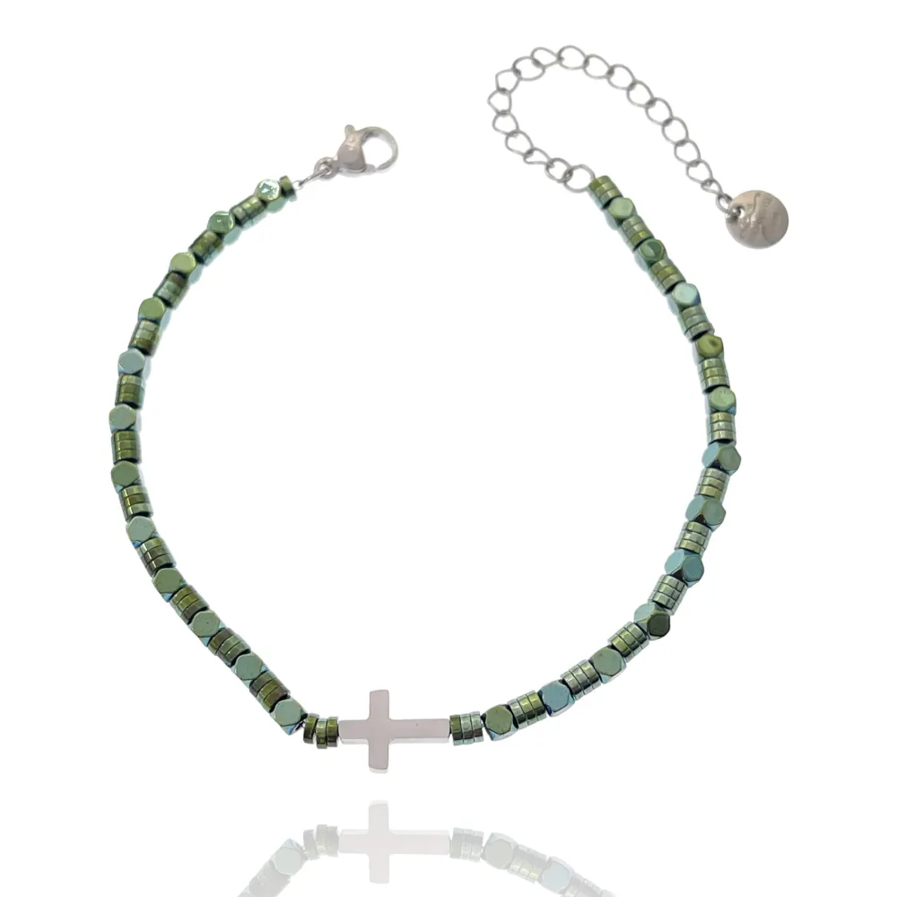 Croce 4mm-Bracciale in Acciaio da Uomo - BAU-103-AA2518B Croce 4mm