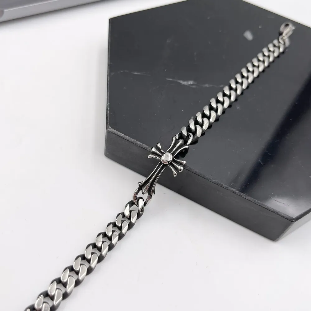 BAU6951-Croce-Bracciale in Acciaio da Uomo - BAU-600-B116B