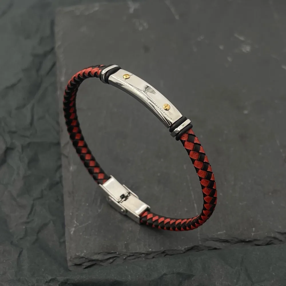 Liscio con Chiodo-Bracciale in Acciaio da Uomo - BAU-600-H256