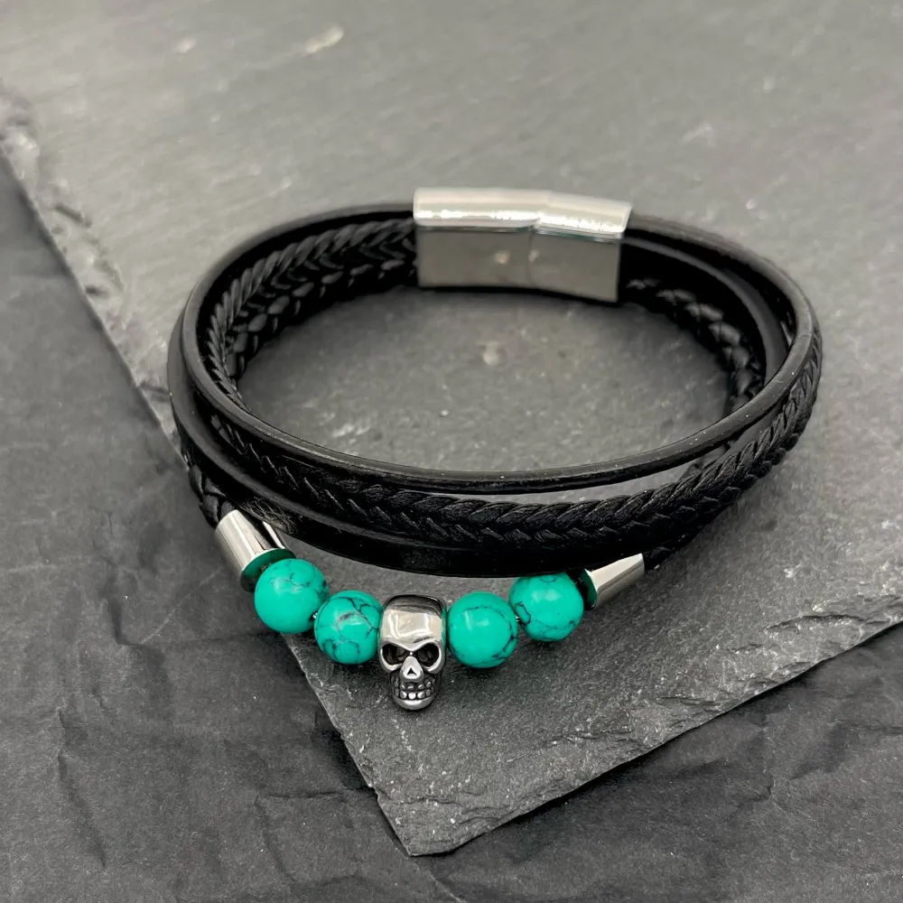 Multifili con Teschio-Bracciale da Uomo in Acciaio - BAU-720-21