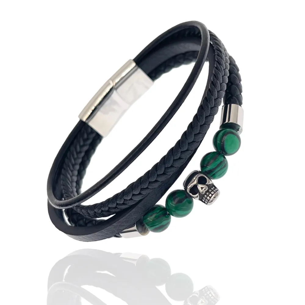 Multifili con Teschio-Bracciale da Uomo in Acciaio - BAU-720-21