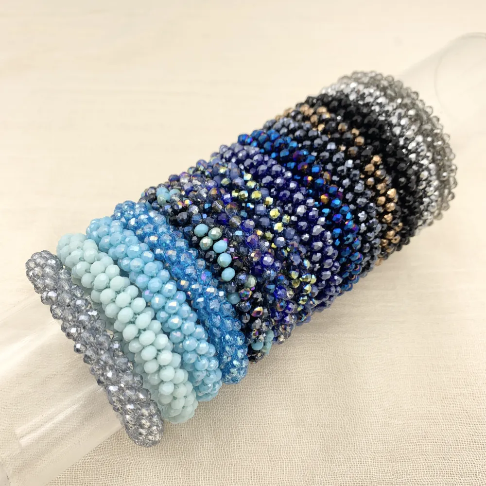 BCE1412-Cristalli Tonalità Verde - Bracciale Elastico - BCE1412-Cristalli Tonalità Blu- Bracciale Elastico