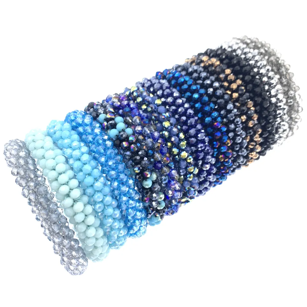 BCE1412-Cristalli Tonalità Verde - Bracciale Elastico - BCE1412-Cristalli Tonalità Blu- Bracciale Elastico