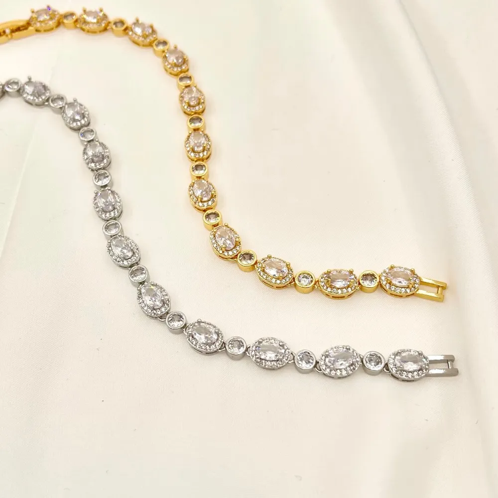 Ovale e Punto Luce-Bracciale con Cubic Zirconia - BMZ-103-AA2639B