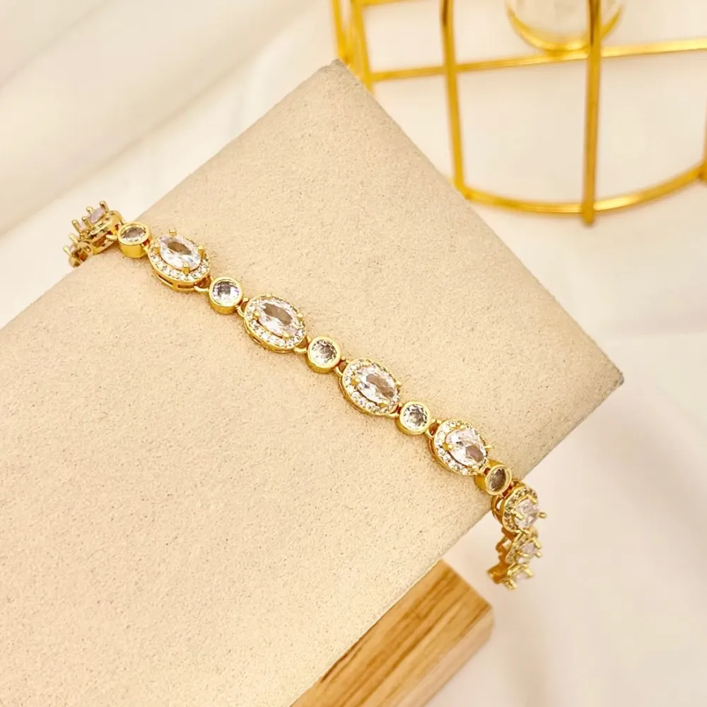 Ovale e Punto Luce-Bracciale con Cubic Zirconia - BMZ-103-AA2639B